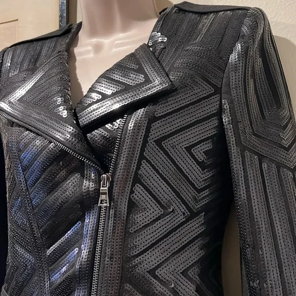 BCBG Sequin Moto jacket XXS - Picture 2 of 10